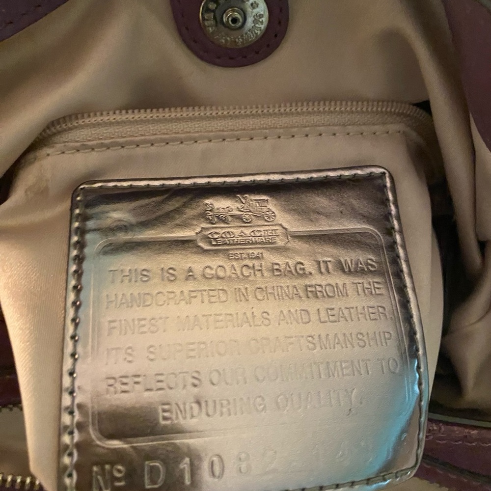 Coach Purple Leather Shoulder Bag with Silver Hardware - Picture 4 of 5